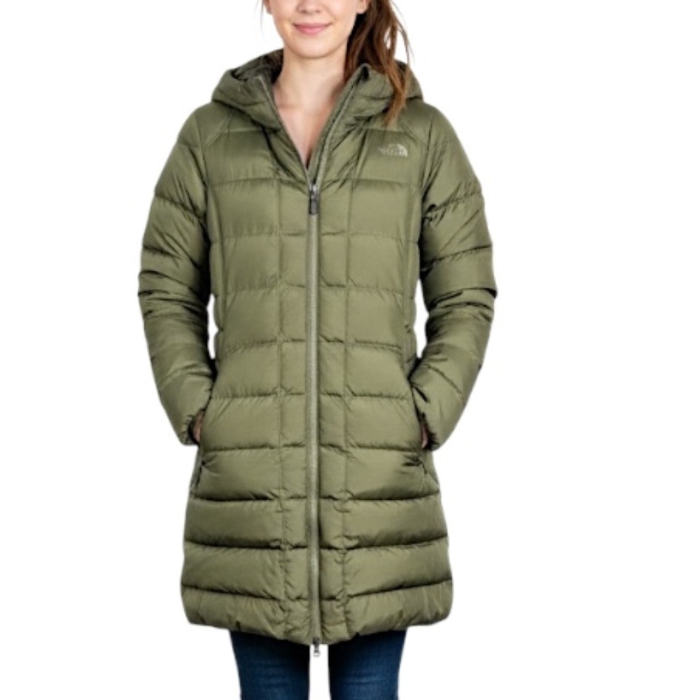 The North Face Gotham olive green 550 down filled hooded parka winter coat S